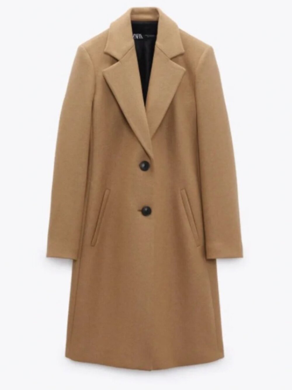 NWT Zara FITTED WOOL BLEND COAT taupe brown